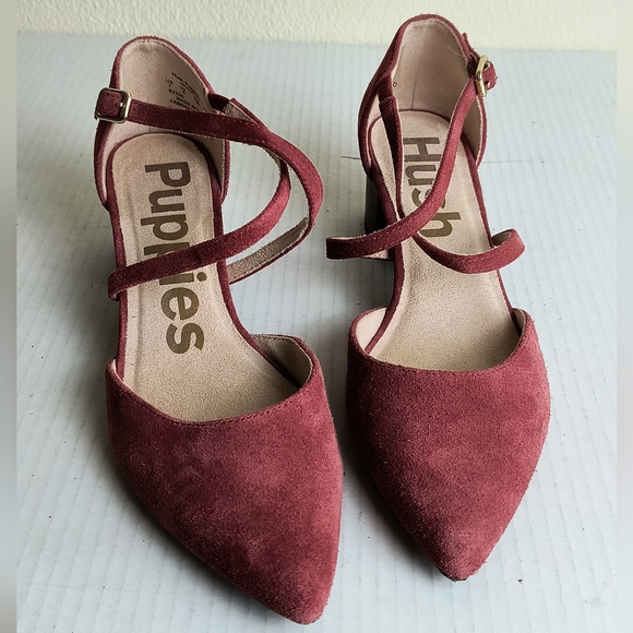 Hush Puppies Sofie Cross Pump Heels Dusty Rose Suede Heels Size 7 Casual - Picture 9 of 10